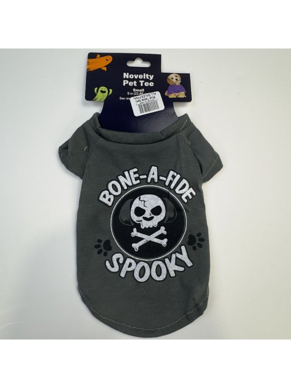 Bone-A-Fide Spooky Pet Halloween Tee Medium Novelty Dog Costume Gray Skull NEW
